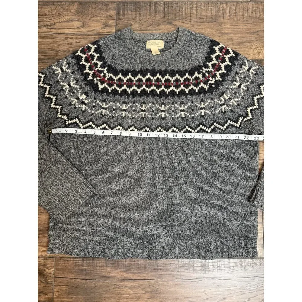 Vintage American Eagle Lambswool Fair Isle Chunky Knit Sweater Nordic Cabin Sz L